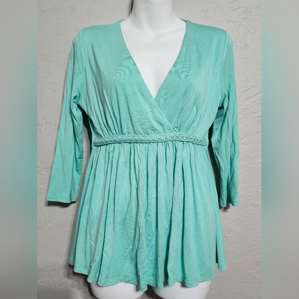 Boston Proper Braided V neck top Bermuda bay size XS